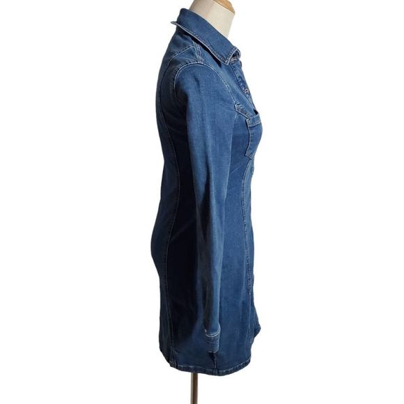 Topshop Denim Long Sleeve Dress - Picture 3 of 5